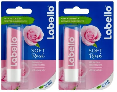 2x Labello Liposan Soft Rose Caring Lip Balm With Rose Extract 2x5.5 Ml Nivea • $11