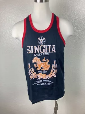 Singha Beer Tank Top Thailand Black Red & Gold Size XL • $29.99