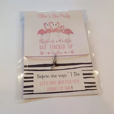 £1.49 • Buy Personalised Hen Party Favours Wish Bracelets Flamingo Charm Get Flocked Up 