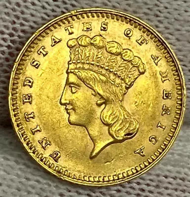 1862 $1 Gold Indian Princess Head Coin ((no Reserve)) • $336