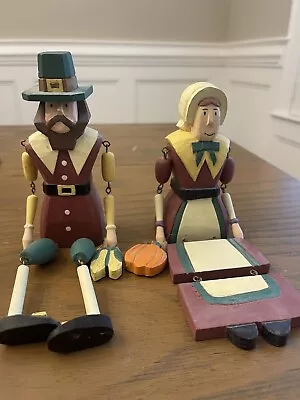 Midwest Of Cannon Falls Thanksgiving Harvest Pilgrim Couple 11  Wood Figures • $29.90