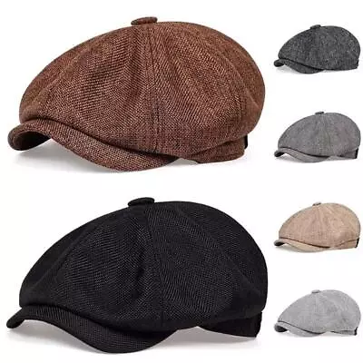 Peaky Blinders Hat Newsboy Flat Cap Herringbone Tweed Wool Baker Boy • $9.50