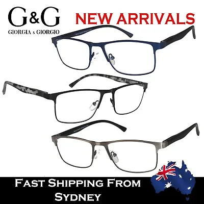 NEW G&G Men Reading Glasses Magnifying Full Rim Metal Frame Spring Hinge 1.0~3.5 • $24.99