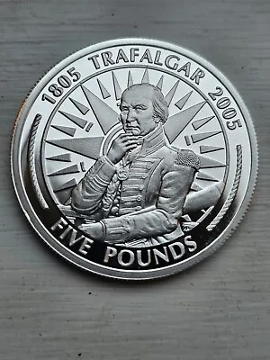 Solid Silver Proof Five Pound Coin Trafalgar Admiral Cuthbert Collingwood /COA • £22.99