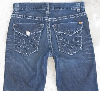 MEK Harbin Straight Jeans Men Sz 32 X 33 W Flap Pocs Distressed 100% Cotton • $34.95