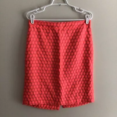 J.Crew Factory Women Sz 8 Coral Pink Neon Polka Dot Fully Lined The Pencil Skirt • $21.24