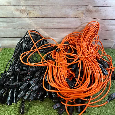 Joblot 98 X   IEC C14 - IEC C13 IEC Lock Black Extension Kettle 1mtr Orange 2mtr • £69.99