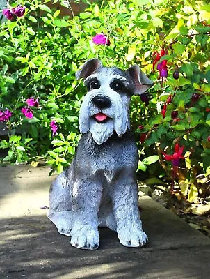 Schnauzer Garden Ornament Dog Animal Sculpture Indoor Outdoor 34cm Gift • £15.95