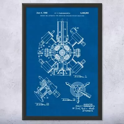 Nuclear Fusion Patent Framed Print Physicist Gift Plant Blueprint Engineer Gift • $59.95