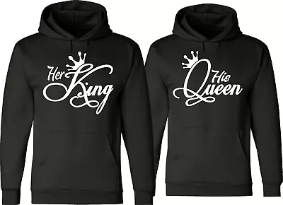 Her King And His Queen LOVE Couples Hood Pull Over Love Matching Sweatshirts • $21.89