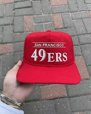Vintage 90s San Francisco 49ers NFL Spell Out Logo 100%Wool Starter SnapBack Hat • $110