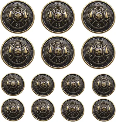 14 Pieces Antique Metal Blazer Buttons Set For Blazers Suits Sport Cï¿½ • $20.16