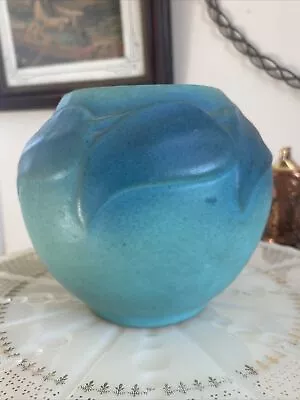 Vintage MCM Van Briggle Signed Floral Blue Green Turquoise Pottery Vase 4.5” • $85