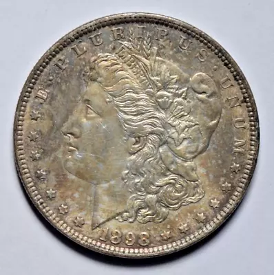 1898 Morgan Silver $1 ~ Full Natural Tone Both Sides! Au/bu About Uncirculated! • $59