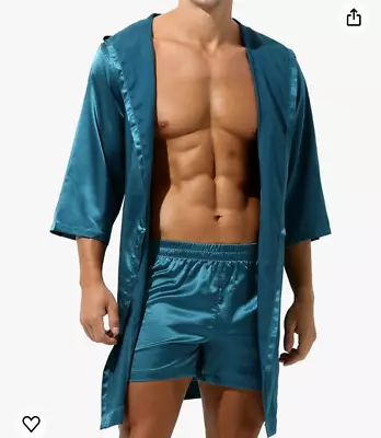 SWOMOG Men's Satin Robe Silky Kimono • $25