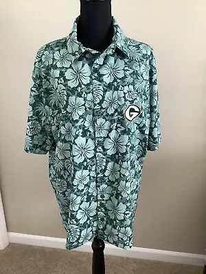 Fanatics Mens Short Sleeve Tropical NFL Green Bay Packers Button Shirt Size L • $29.99