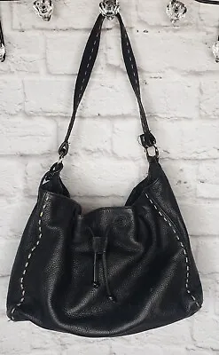 $16.46 • Buy Sigrid Olsen Black Soft Leather Thick Stitch Bag Purse 