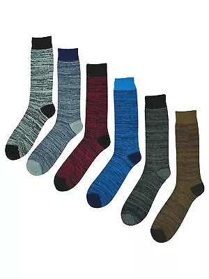 Two-tone Marled Pattern Men's 6-pack Crew Socks • $17.99