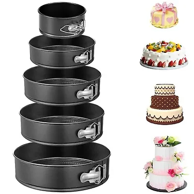 5Pc Round Cake Tins Baking Set Non-Stick Set Of 5 Tier Wedding • £10.85