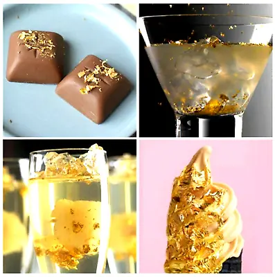 3x3cm 5pcs Edible Gold Leaf Foil Transfer Sheets Food Decoration 24Karat 99.99% • £5.99