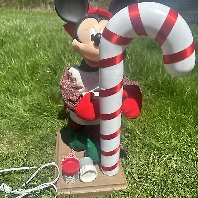 Vtg Christmas Mickey Mouse 24  Blow Mold Candy Cane Santa's Best 1994 • $99.99