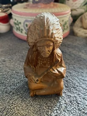 Vntg. Chalk Ware Cigar Store Indian From 1960’s With Peace Pipe • $65.99