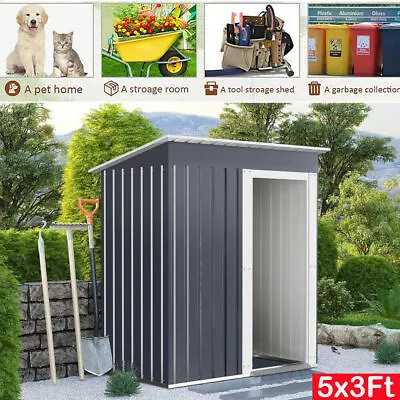 5x3FT Metal Garden Storage Shed Pent Roof Tool House Outdoor Storage Small House • £144.90