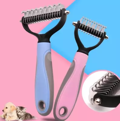 Pet Grooming Tool Dematting Comb For Dogs& Cats 2 Sided Undercoat Rake For Easy  • £10.99