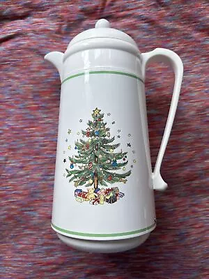 Vintage Nikko Thermal Insulated Christmas Tree Coffee Carafe 32 Oz  • $10