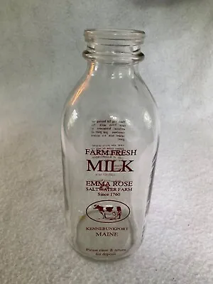 Vintage Emma Rose Saltwater Farm Kennebunkport ME 1 Quart Milk Bottle - EXC • $10