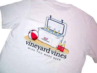 Vineyard Vines T-Shirt  Wish You Were Beer  Short Sleeve Size: Small White New • $23.95