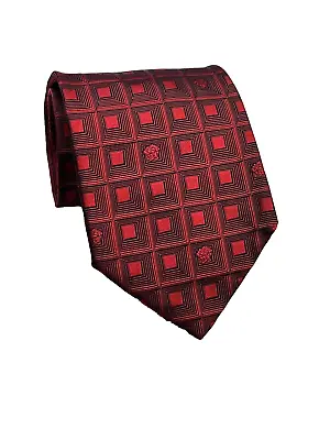 Gianni Versace Vintage 90's Iridescent Red&Black Medusa Head Silk Tie 58 X 3 1/2 • $59.99