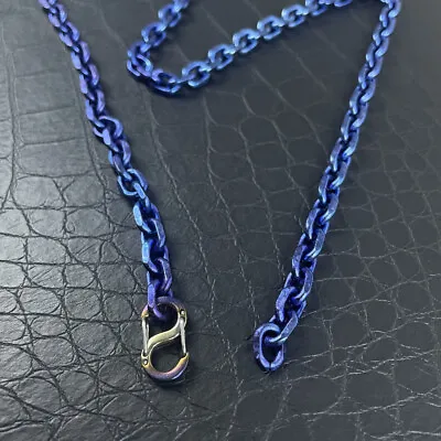 Necklace Men Pure Titanium Ice Crystal Blue Titanium Angle Chain 5.2/7mm 23.62“ • $46