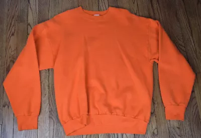 Vintage Fruit Of The Loom Orange Blank Pullover Sweatshirt Crewneck Size XL • $27