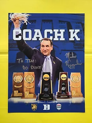 Mike Krzyzewski     Coach K     DUKE  Basketball   Signed 8X10  Inscribed    Tim • $79.99