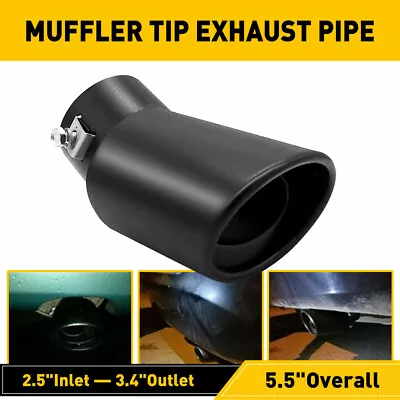 Black Car Exhaust Pipe Steel Stainless Bend Muffler Tip Tail Throat 2.5  P • $15.99