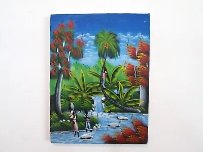 Vintage Original Painting Jamaican Ocho Rios Canvas Stretched SIGNED 12 X16  • £16.85
