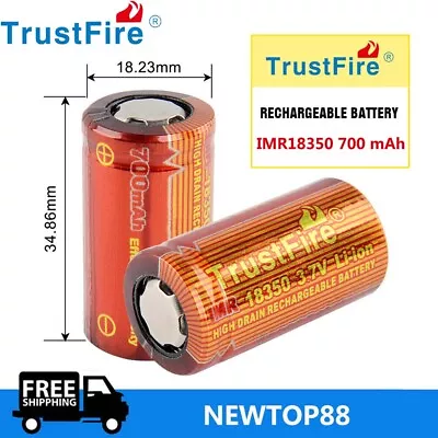 4/2Pcs Trustfire Rechargeable IMR18350 700mAh 3.7V Flat Top Li-ion Battery PCB • £10.99