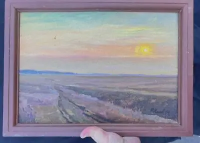 Vintage Oil Painting Russian Art Oil Painting Landscape Artist Signed Sunrise • $74.25