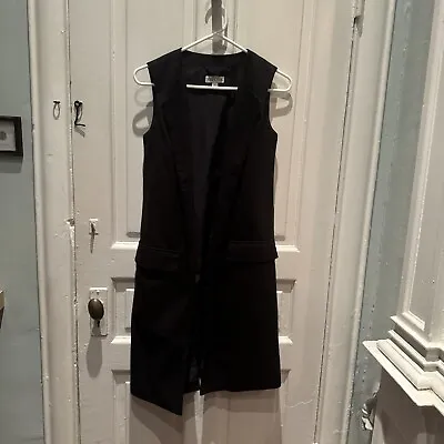 Long Merona Sleeveless Open Front Blazer Jacket Vest Black Long Size 2 • $18