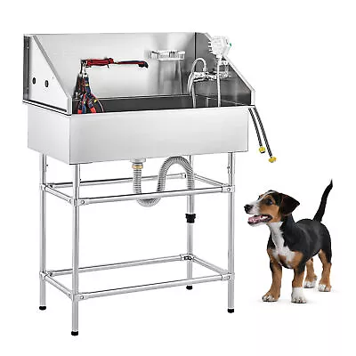 Dog Grooming Bath Tub Stainless Steel 34 In Dog Grooming Tub For Spa Vet Kennel • $249.98