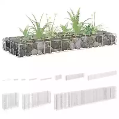 Gabion Raised Bed Galvanised Steel Basket Planter Outdoor Multi Sizes VidaXL • £52.99