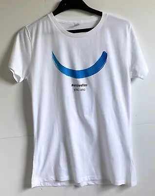 Yoko Ono T Shirt Size Xl White With Smiles Film Earth Positive Climate Neutral • £14.99