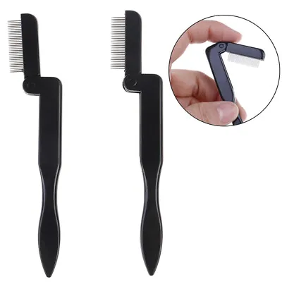 Foldable Eyelash Comb Metal Eyebrow Brush Tool Mascara Separator Lash  Hu • $1.65
