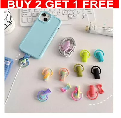 £2.99 • Buy 10Pcs Mini 2 In 1 Data Cable Protector Cover,Cute Cable Winder Protection Tool-