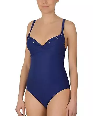 Naturana Swimsuit Lightly Padded Underwired Swimming Costume 73119 Navy Swimwear • £9.99