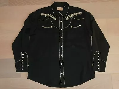 Scully Since 1906 Embroidered Western Wear Black Shirt  Snaps Shirt Men Xl • $59.99