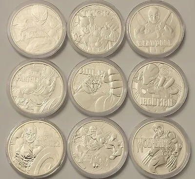 2017-2021 Marvel Set Of 9 Silver 1 Oz Coins • $599.99