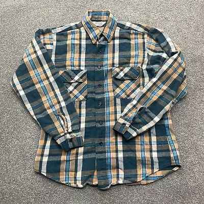 VINTAGE Five Brothers Shirt Medium Multicolor Plaid Flannel Cotton USA Mens • $28.99