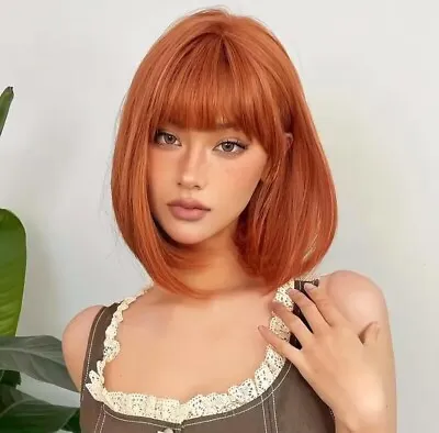 Colorful Queen Ginger Orange Bob Wig With Bangs Short Bob Wigs For Women • $21.99